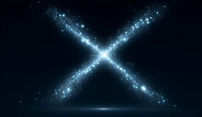 Wall Mural - a dazzling display of sparkling particles forming an abstract 'x' shape, set against a dark backgrou