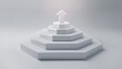 © Futuristictech - Clean 3D Render of Progress Arrow Rising from Layered Structure