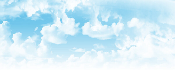 Wall Mural - fantastic soft white clouds against blue sky. summer blue sky image. vector illustration.