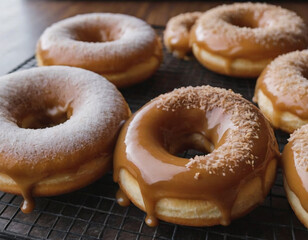 Wall Mural - closeup of salted caramel donuts