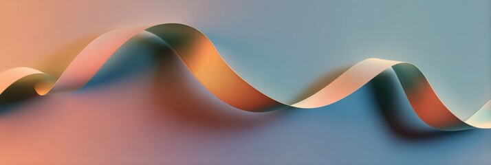 Fototapete - Modern Minimal Gift Ribbon Lines Create an Elegant Visual Against a Soft Gradient Background in This Artistic Display