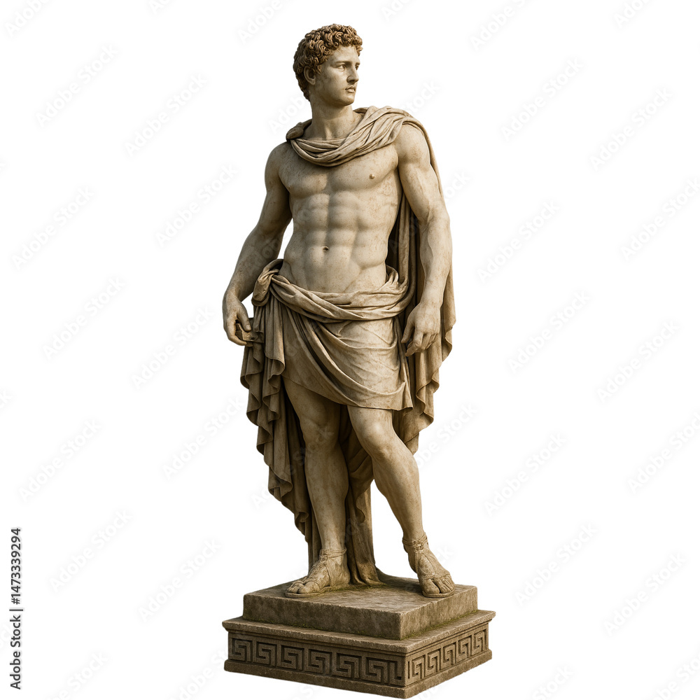 Classical marble statue of a young man depicting greek or roman ...