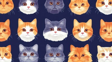 Naklejka na meble Cute cat faces pattern
