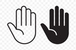 © Artopedia_1 - Raised hand icon symbolizing stop or interaction. Stop hand icon. Set of hand hello icons. EPS 10