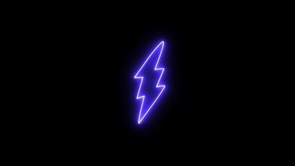 Canvas Print - neon battery icon and power icon. neon battery icon with lightning bolt on black background.