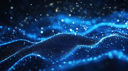 Poster - Abstract digital waves of light particles