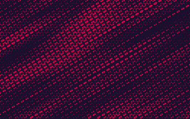 Fototapete - Abstract background with red triangle dots. Triangle halftone geometric background. Halftone triangular retro 80s pattern. Diagonal stripe retro background with triangular dots.	