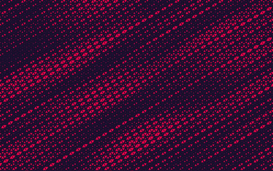 Fototapete - Abstract background with red triangle dots. Triangle halftone geometric background. Halftone triangular retro 80s pattern. Diagonal stripe retro background with triangular dots.	