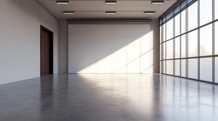 Aufkleber - Empty modern office space with large windows