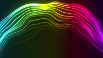 Poster - Colorful neon curved wavy lines abstract background