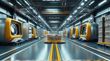 Aufkleber - Futuristic automated warehouse