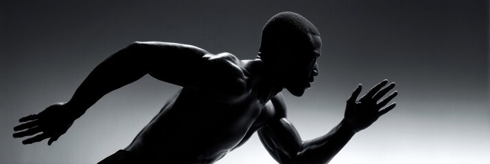 Aufkleber - Dynamic Silhouette of an Athlete in Motion Showcasing Muscular Definition and Skillful Movement During an Energetic Sprint