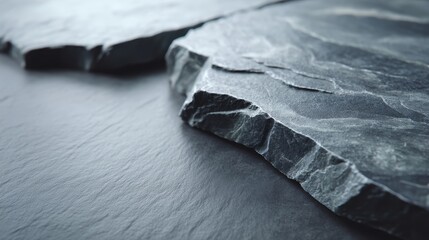 Fototapete - Textured gray granite surface displays natural cracks under soft diffused lighting, creating a serene and minimalistic visual experience perfect for commercial use