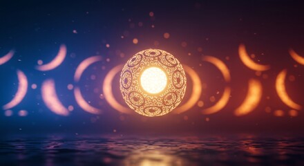 Wall Mural - Glowing Orb in Dark Liquid