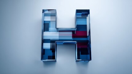Aufkleber - A glowing, translucent letter H shines in a gradient-lit scene, showcasing its layered textures and smooth color transitions