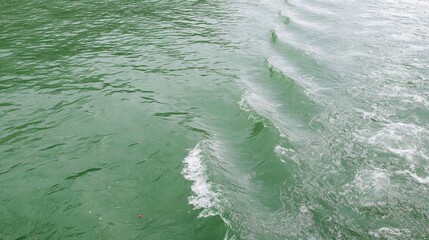 Aufkleber - Smooth water features faint repeating wave patterns in soft greens, creating a tranquil environment that invites relaxation and contemplation in nature