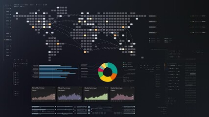Leinwandbilder - Dynamic data visuals for business info graphics, animated charts, and data-driven insights for a business meeting mock-up. Explore the world of trading, stock exchanges, and crypto