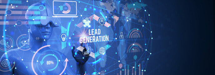 Wall Mural - Lead Generation. Finding and identifying customers for your business products or services. Finance concept. 3d illustration