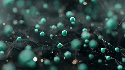 Poster - A captivating high-angle view showcases a digital grid filled with glowing teal data nodes, embodying the essence of innovation in a vibrant tech environment