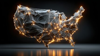 Wall Mural - ai-augmented decision map icon concept on a usa map representing intelligent business planning and s