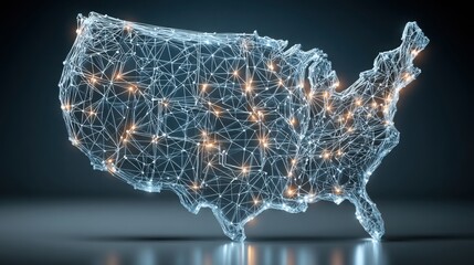 Wall Mural - ai-augmented decision map icon concept on a usa map representing intelligent business planning and s