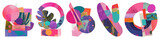 PNG Floating shape element composition colorful vibrant transparent background.