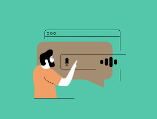 Wall Mural - voice search optimization - natural language queries, voice-enabled speech recognition, structured d