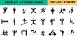© Hasan - people's activity icon set, swimming, walking, running, customizable stroke, vector, illustration
