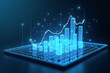 © Chanika - A holographic table that visualizes future revenue, expenses, and break-even points through predictive AI, with animated 3D graphs. AI-generated