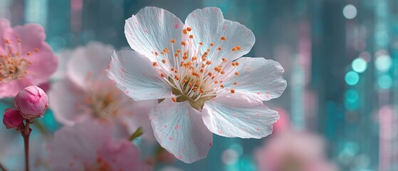 Aufkleber - Delicate Pink and White Blossom Close Up Spring Flower Macro