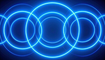 Wall Mural - intersecting blue glowing circles abstract futuristic design background illustration