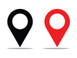 © Shantanu - Location or map pin icon symbol set. Location pointer. Black and red location icon set on white background. Vector illustration.