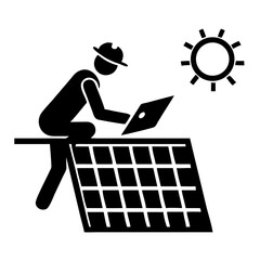 Black silhouette grid design depicting solar panel array and clean energy technology