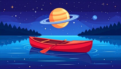 Wall Mural - santa claus traveling through space by boat and sled