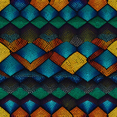 geometric mosaic with vibrant hues, infinitely repeatable , repeat, digital