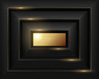 © iaroslavka - Luxury black and gold 3D background with glowing frame and modern geometric depth. Ideal for elegant branding, banners, product packaging, and invitations