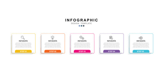 Fototapete - Vector Infographic label design template with icons and 5 options or steps. for your business data. Vector Illustration.