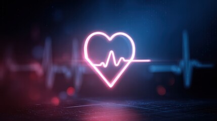 Fototapete - Clean Heart Icon Symbolizes Health and Vitality Against a Dynamic Digital Background of Vibrant Colors and Abstract Shapes