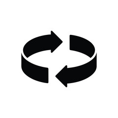 Circulation Arrow Icon, 3D Style, Rotation Symbol, Black on Transparent Background