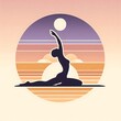 © Michael - Yoga pose silhouette with peach-lavender gradient