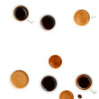 © Alodia - Overhead View of Varied Coffee Drinks in White Cups on Transparent Background Espresso Latte and Black Coffee Composition Clip Art