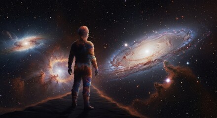 Wall Mural - A solitary figure contemplates the vastness of space.