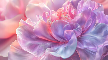 Wall Mural - dreamy 3d illustration displaying realistic petal textures in a soft pink and purple color palette, 