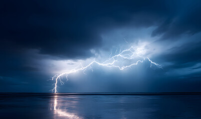 Wall Mural - lightning over the sea-generative ai