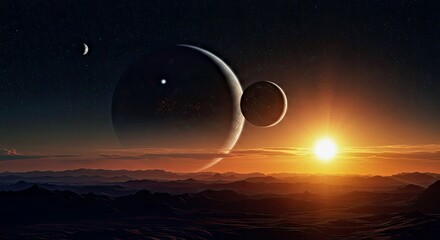 Wall Mural - stunning cosmic portrait: alpha centauri binary system from planet