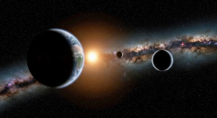 Wall Mural - imagined exoplanetary system around toliman (alpha centauri b)