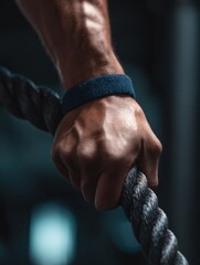 Aufkleber - Toned Forearm Gripping a Thick Rope During an Intense Workout in a Gyms Right Light Zone