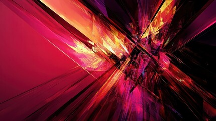 Wall Mural - an abstract artwork representing sharp angles and vibrant color contrasts