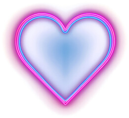 Canvas Print - png heart neon glowing outline.