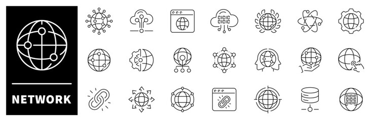 Wall Mural - network vector icons. network thin line icon collection. online, computer, website, server, web desi